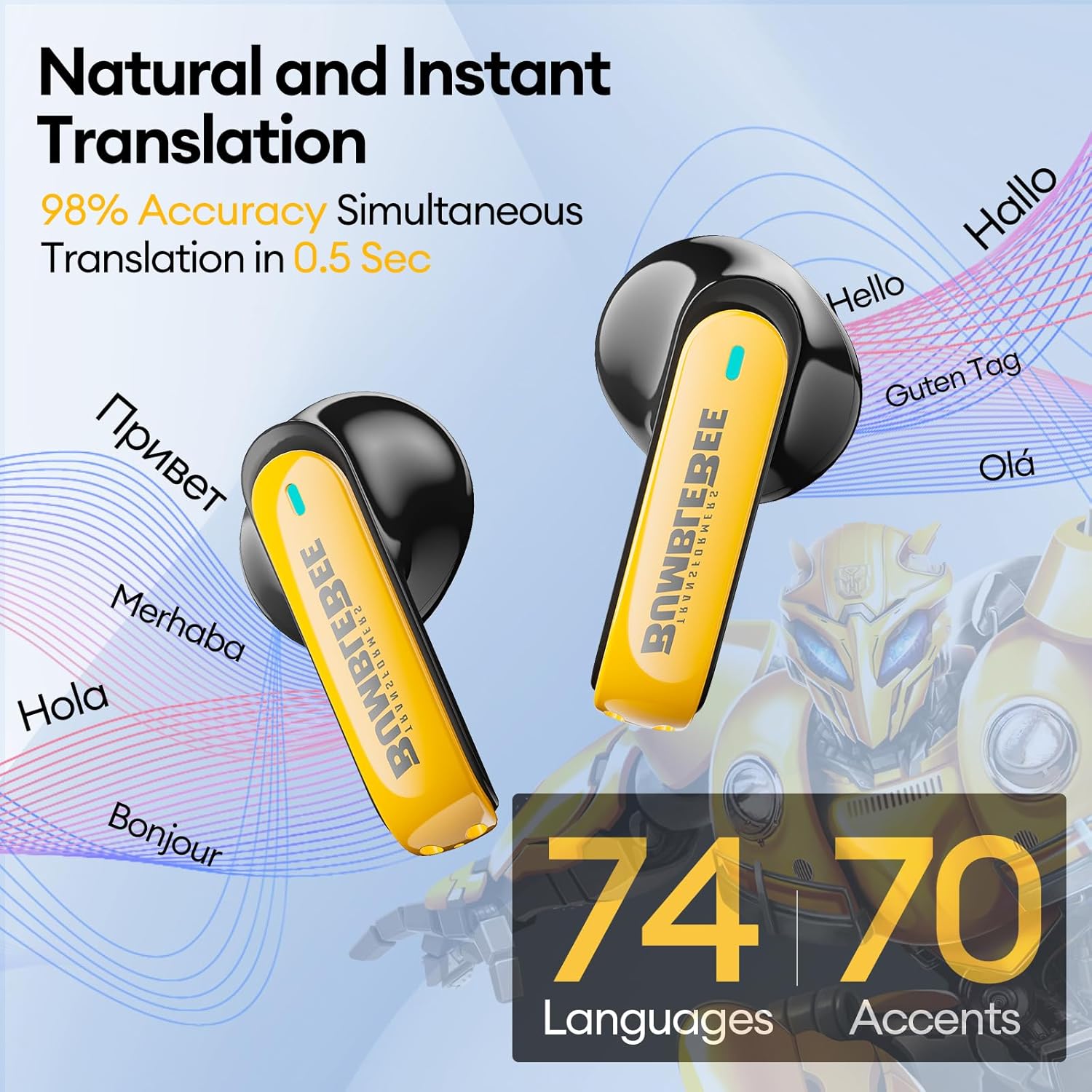AUDIFONOS INALAMBRICOS TRANSFORMERS TF-T01 BUBLEBEE - Imagen 3